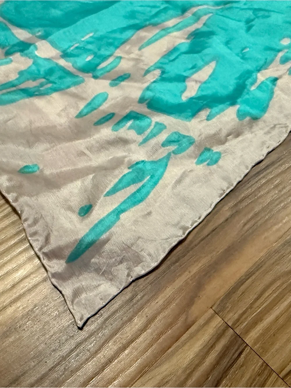 Vintage 1980s Abstract Art Square Scarf - Teal Magenta & Blue Colorblock